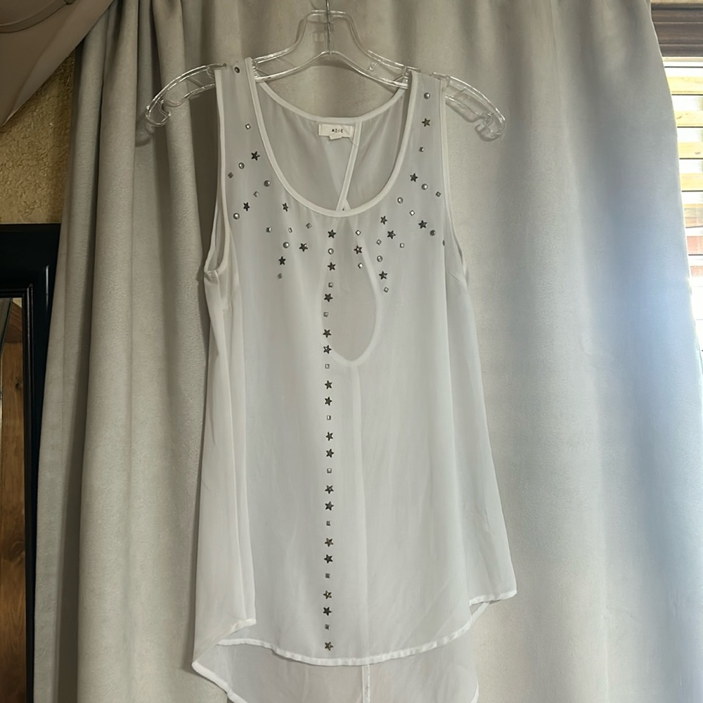 White sheer blouse top